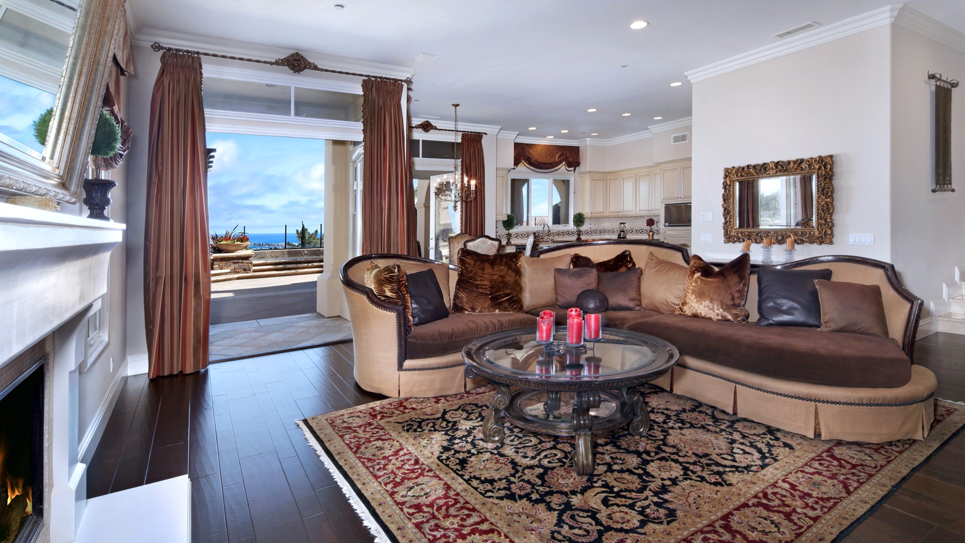 picture: interior, living room, villa, design, kitchen (image)